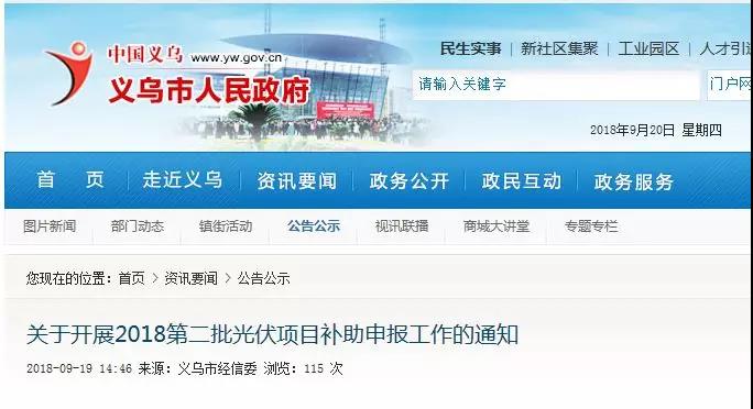 浙江義烏補貼：居民2元/瓦、非居民0.3元/瓦(圖1)